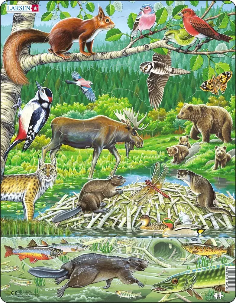 Puslespill, Nordisk skog, 45 brikker, Maxi (FH15)