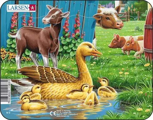 Puslespill, Gårdsdyr, And, 7 brikker, Mini (M5)