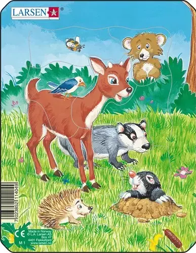 Puslespill, Søte dyr, Skogsdyr, 10 brikker, Mini (M1)