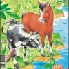 Puslespill, Søte dyr, Ku og hest, 10 brikker, Mini (M1)