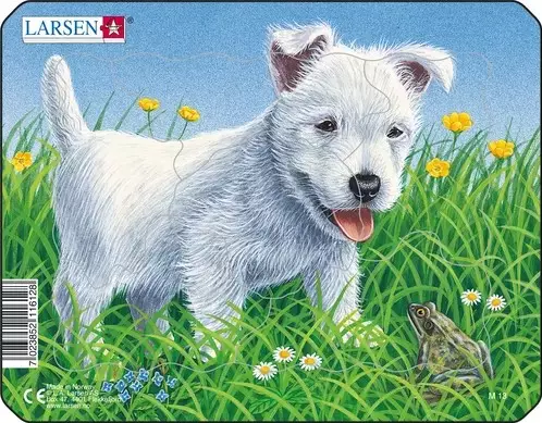 Puslespill, Hund hvit, 6 brikker, Mini (M13)
