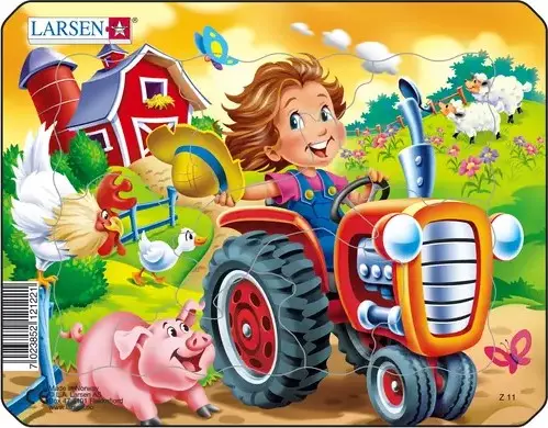 Puslespill, Gårdsbarn, Traktor, 8 brikker, Mini (Z11)