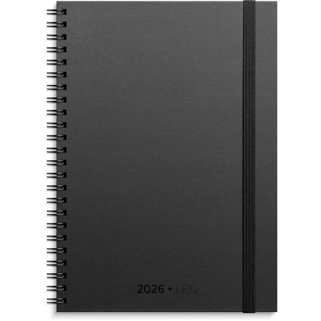 Kalender GRIEG Leo A5 spiral 2026 Sort