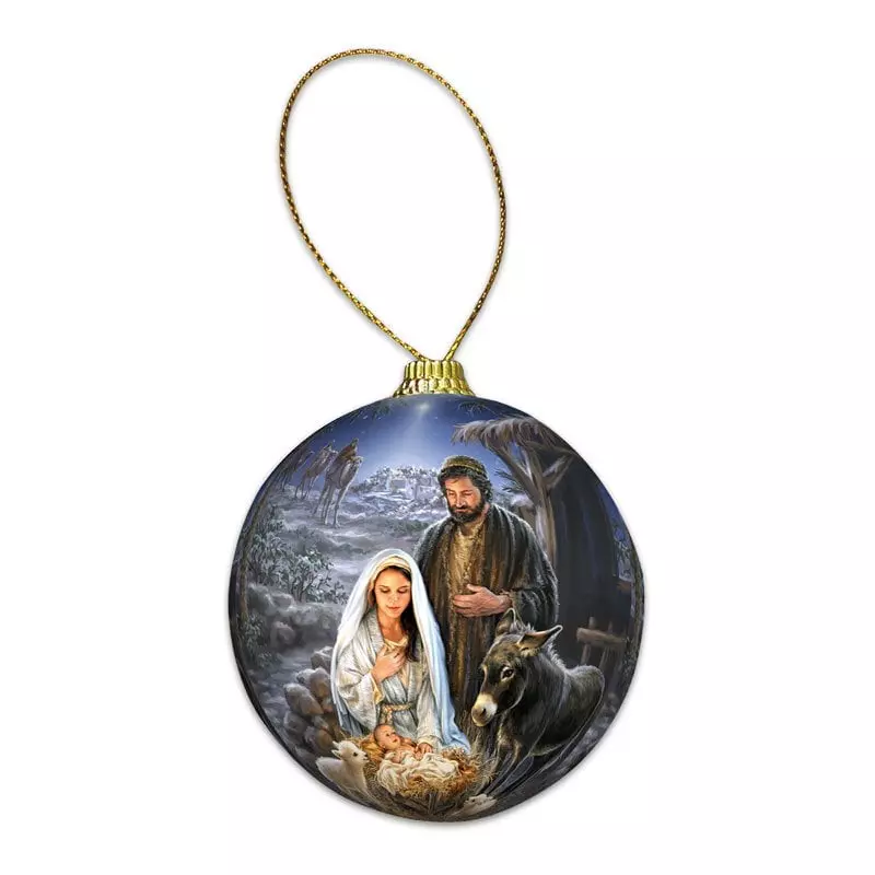 Juletrekule, Julekrybbe, mørk blå, 7 cm, per stk (BP560)