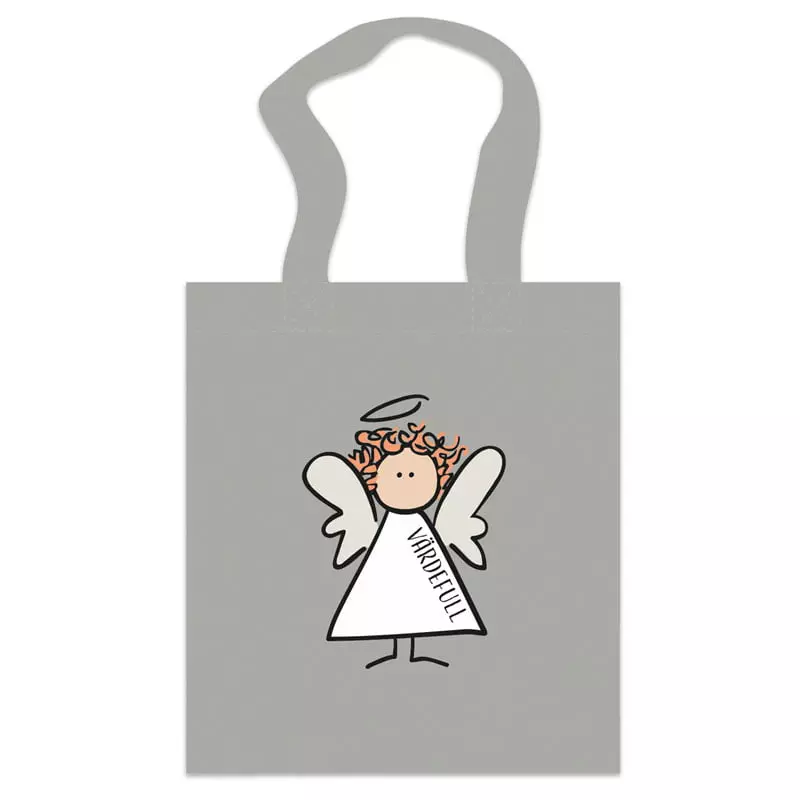 Handlenett (lite), Engel. Värdefull. Grått (BP614)