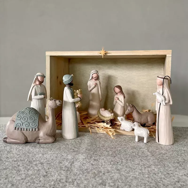 Julekrybbe m/stall, 13 cm (PE13323)