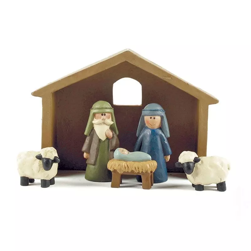 Julekrybbe med stall, 5 cm (PE82644)