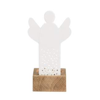 Engel m/lys, hvit, 6,5x5,5x11cm