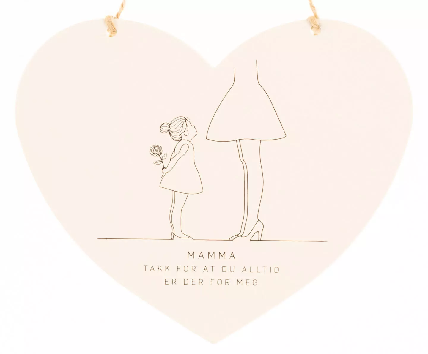 Metallskilt, hjerte, Mamma takk, 13x11 cm