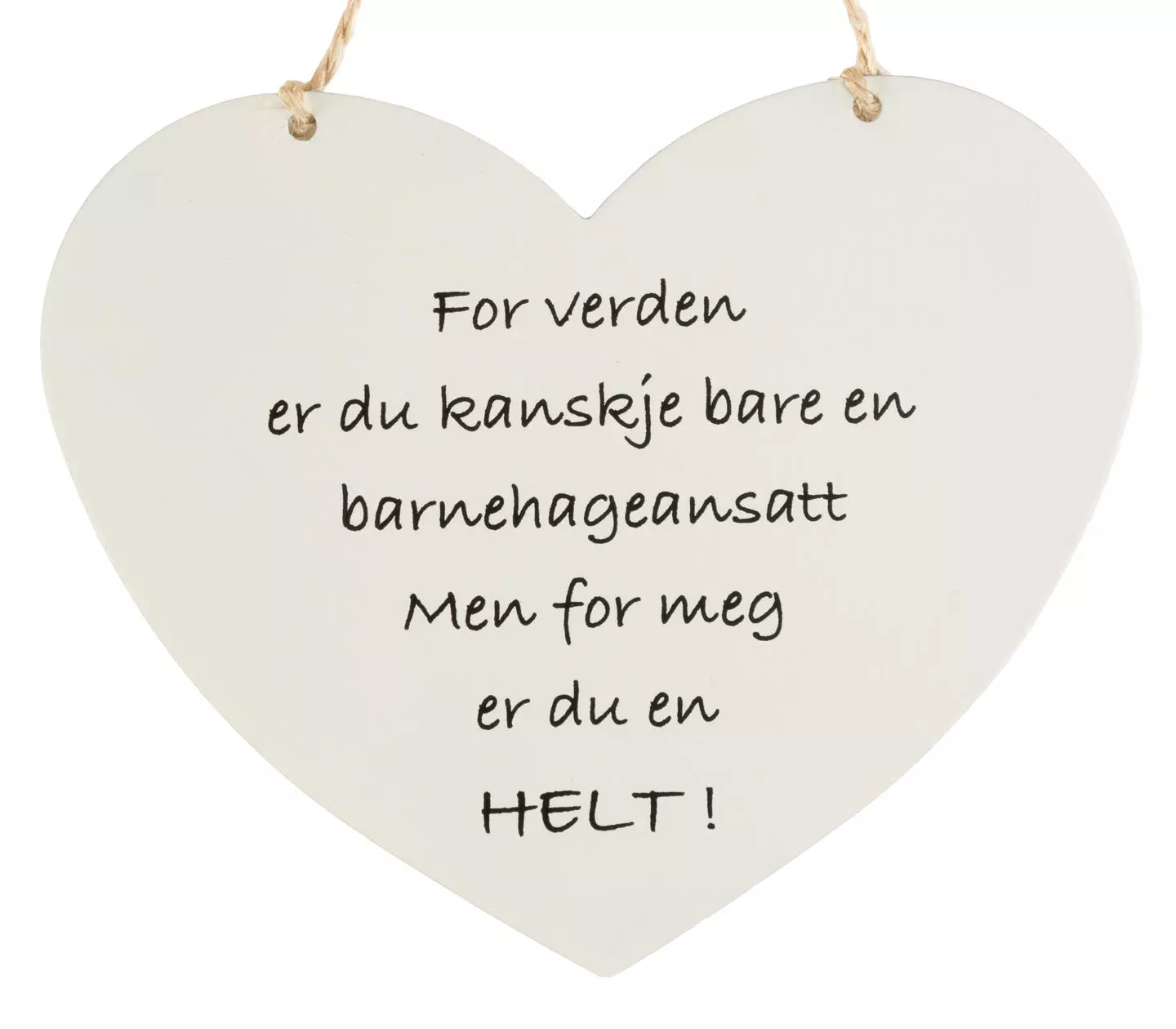 Metallskilt, hjerte, Barnehageansatt, 13x11 cm