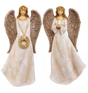 Engel beige brun m/gull, 21,5cm (2 ass)