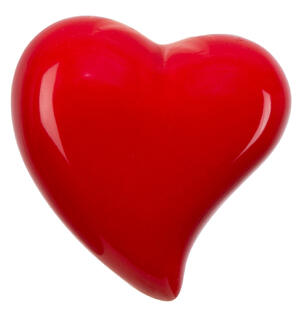 Hjerte porselen rød, 4,5x5x2cm