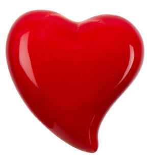 Hjerte porselen rød, 6x7x3cm