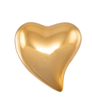 Hjerte porselen gull, 4,2x4,5x2cm