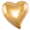 Hjerte porselen gull, 6x7x3cm