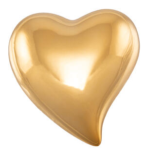 Hjerte porselen gull, 6x7x3cm