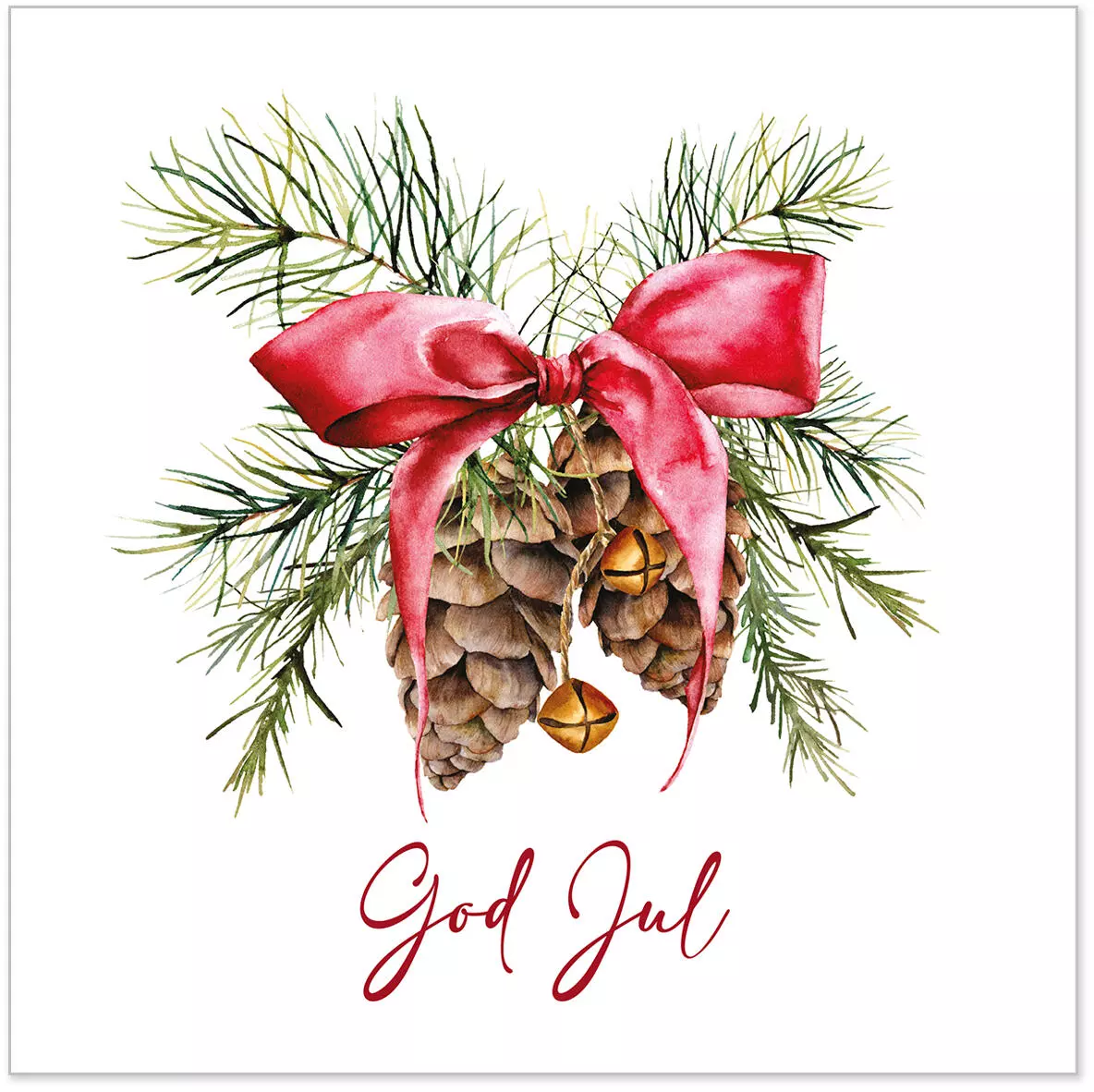 Servietter Lunsj, God Jul kongler m/sløyfe (33x33 cm, 20 stk)