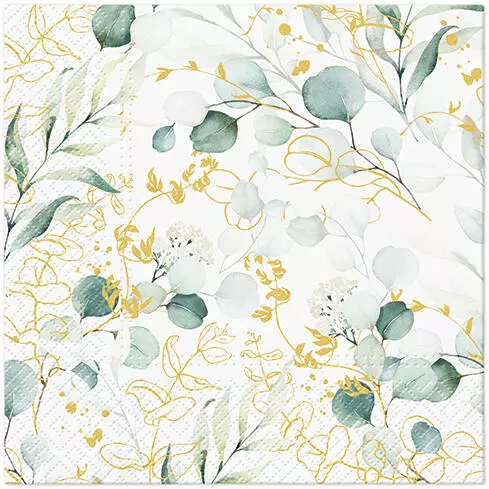 Servietter Lunsj, Golden Eucalyptus (33x33 cm, 20 stk)