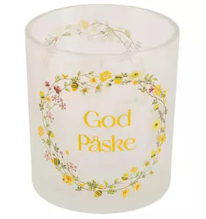 Lysglass krans God Påske 7x7x8cm (124555)