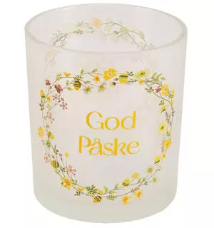 Lysglass krans God Påske 8,8x8,8x10cm (124556)