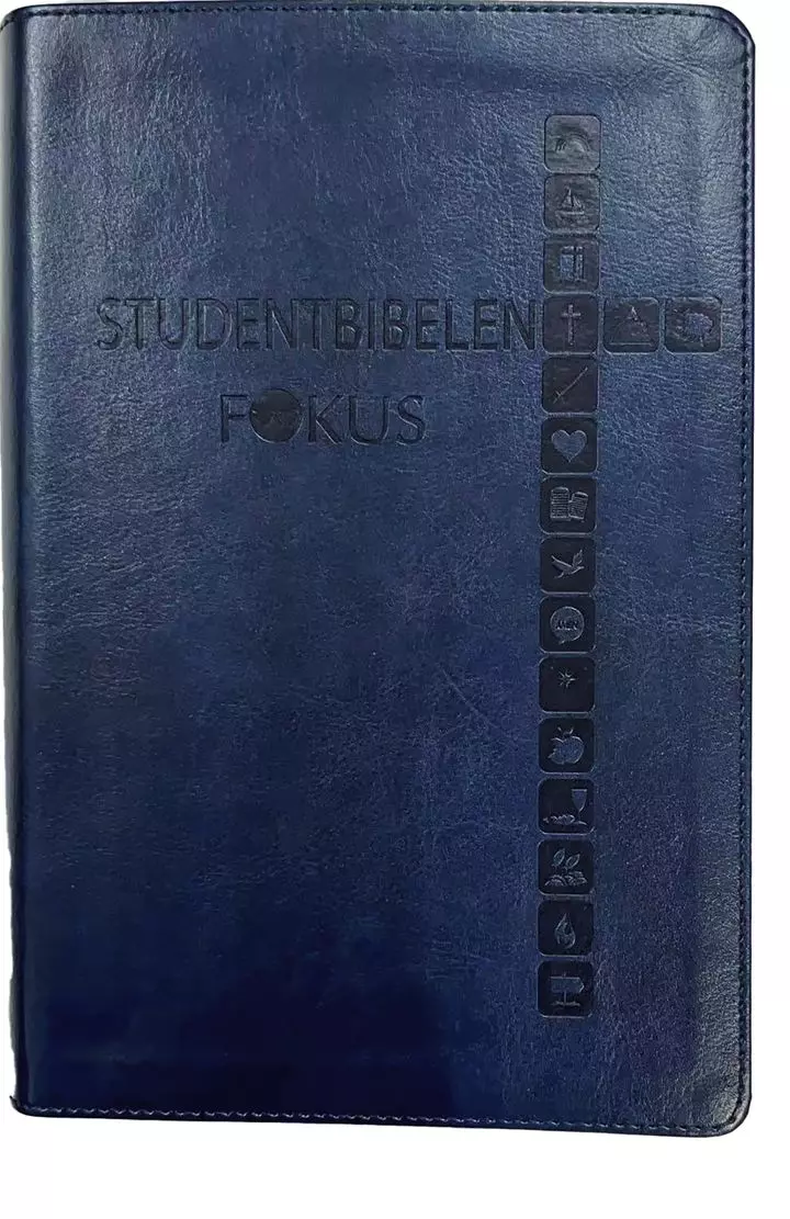 Fokus Studentbibel. Mørk blå kunstskinn. Register