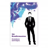 Til Konfirmanten, Gratulerer med dagen. Medium dobbelt kort m/konv, 8,5x13,5 cm (303330)