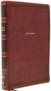 NKJV - Thinline Bible, Giant Print, Leathersoft, Brown, Red Letter Edition, Comfort Print: Holy Bibl