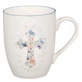 Krus, Blue Floral Cross (MUG 1062)