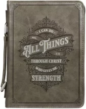 Bibeltrekk, Large, Faux Leather, Classic Gray, I can do all things (BBL 726)