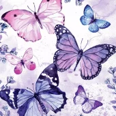 Servietter Lunsj, Ambiente, Fluttering butterflies purple (16,5x16,5 cm, 20 stk)