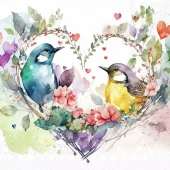Servietter Lunsj, Ambiente, Loving Birds (16,5x16,5 cm, 20 stk)