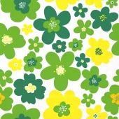 Servietter Lunsj, Ambiente, Blomstertrykk, grønn/gul (16,5x16,5 cm, 20 stk)