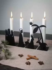 Adventslysestake, Svart metall, 28x17,5cm (LJ761)
