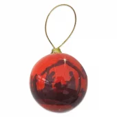 Juletrekule, Jesu fødsel, rød, 7 cm, 4 stk (BP549)
