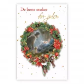 Julekort, De beste ønske. Dobbelt kort m/konv, 11,5x16,5 cm (307605)