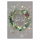 Julekort, God jul. Dobbelt kort m/konv, 11,5x16,5 cm (307561)