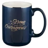 Krus, Mørk blå keramikk, Be Strong & Courageous, Joshua 1:9, 414 ml (MUG 1100)