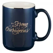 Krus, Mørk blå keramikk, Be Strong & Courageous, Joshua 1:9, 414 ml (MUG 1100)