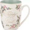 Krus, Hvit keramikk, Give Thanks to the Lord, Psalm 107:1, 355 ml (MUG 988)