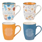Krus, Thankfull Grateful Blessed, 4 stk (MUGS 29)