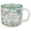 Krus, Morning Mercies Blue and Green Floral Ceramic Coffee Mug (MUG 1265)