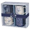 Krus, Blue Floral Tile, 4 stk (MUGS 57)