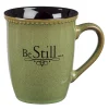 Krus, Saddle Tan Stoneware, Be Still & Know (MUG 278)