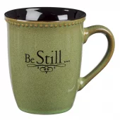 Krus, Saddle Tan Stoneware, Be Still & Know (MUG 278)