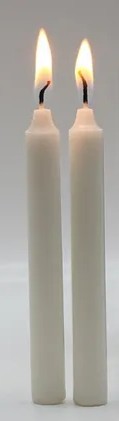 Lysglobelys/Juletrelys, 100 % stearin, hvite, 12 mm/11 cm, hvit, 1,5 t (20 stk) (Kirketorget)