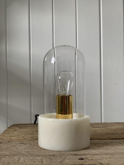 Bordlampe, hvit marmor med glass, Trend design