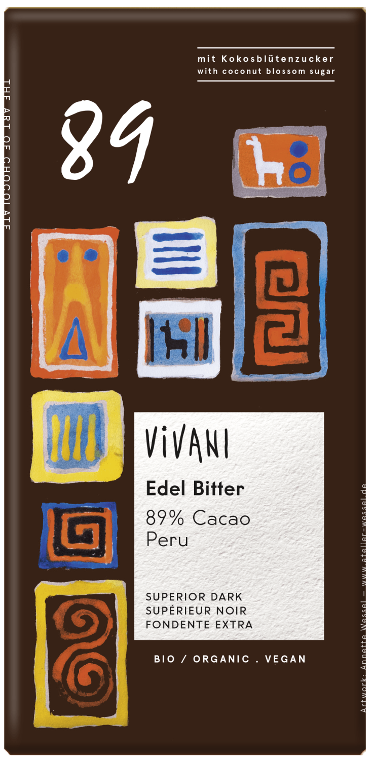 Mørk sjokolade, Peru, 89%, 80 g, økologisk, Vivani