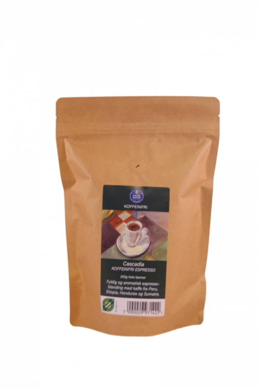 Cascadia Koffeinfri espressoblanding 250g Økologisk, kaffe hele