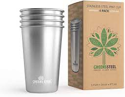 Green Steels 16 oz. Stainless Steel Cup Set (4 Pack)