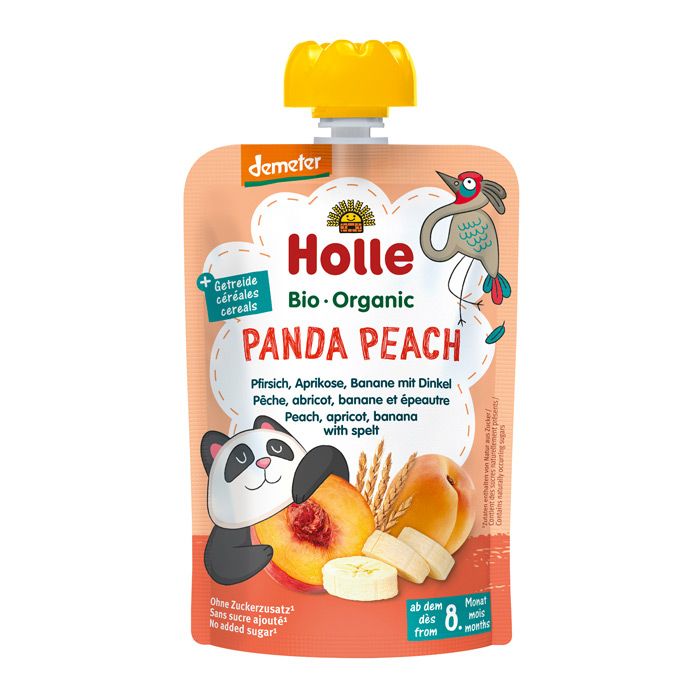 Holle Smoothie Panda Peach (Fersken/Aprikos/Banan/Spelt) ØKO 100g